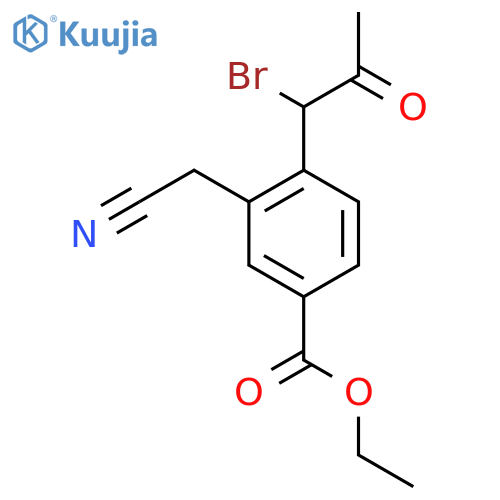 Ethyl 4-(1-bromo-2-oxopropyl)-3-(cyanomethyl)benzoate structure