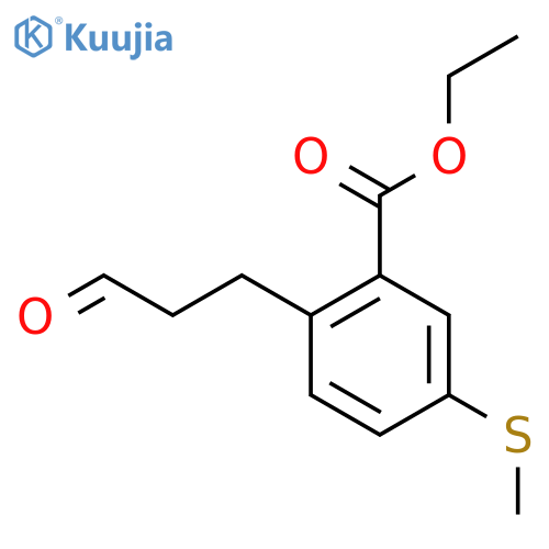 Ethyl 5-(methylthio)-2-(3-oxopropyl)benzoate structure