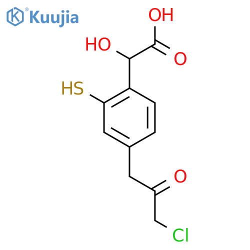 4-(3-Chloro-2-oxopropyl)-2-mercaptomandelic acid structure