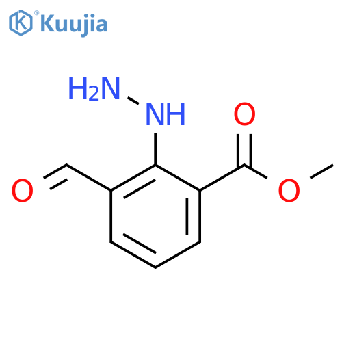 Benzoic acid, 3-formyl-2-hydrazinyl-, methyl ester structure