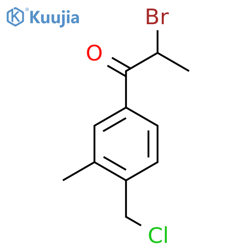 2-Bromo-1-(4-(chloromethyl)-3-methylphenyl)propan-1-one structure