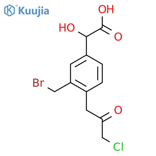 3-(Bromomethyl)-4-(3-chloro-2-oxopropyl)mandelic acid structure
