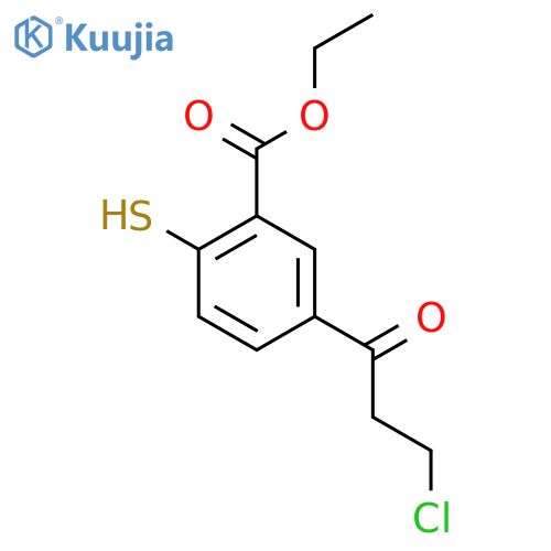 Ethyl 5-(3-chloropropanoyl)-2-mercaptobenzoate structure