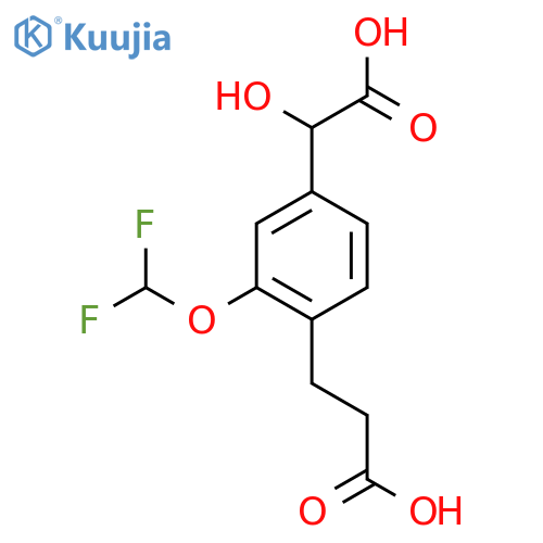 4-(2-Carboxyethyl)-3-(difluoromethoxy)mandelic acid structure