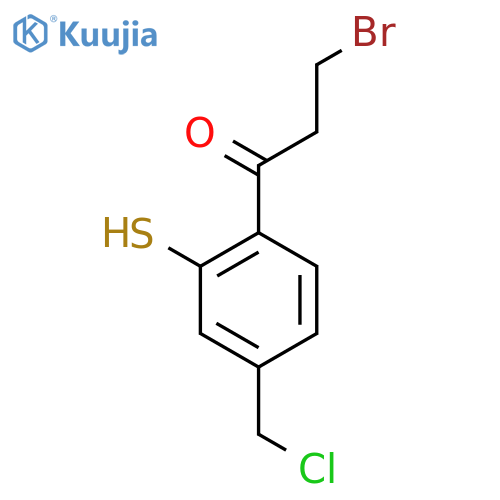 3-Bromo-1-(4-(chloromethyl)-2-mercaptophenyl)propan-1-one structure