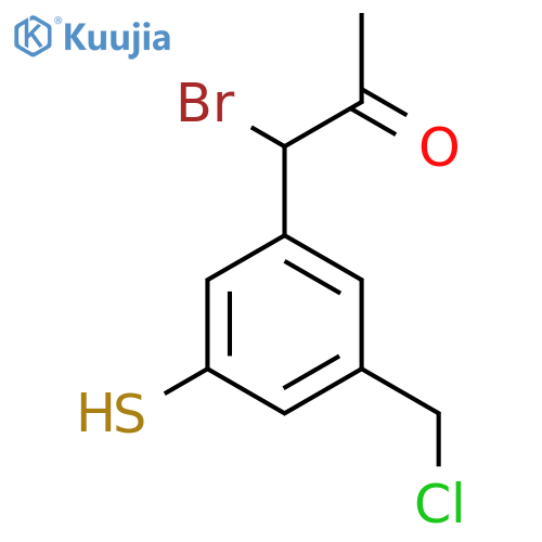 1-Bromo-1-(3-(chloromethyl)-5-mercaptophenyl)propan-2-one structure