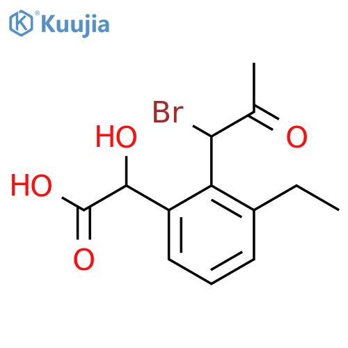 2-(1-Bromo-2-oxopropyl)-3-ethylmandelic acid structure
