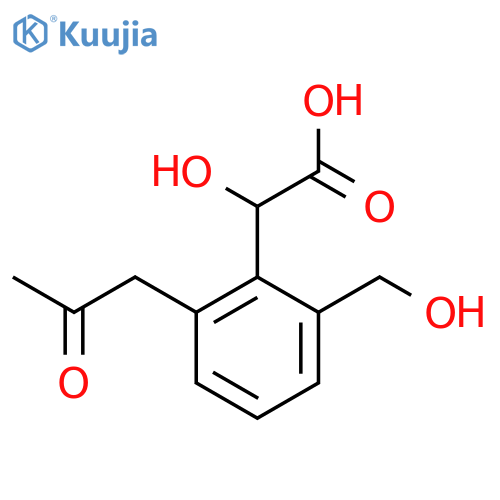 2-(Hydroxymethyl)-6-(2-oxopropyl)mandelic acid structure