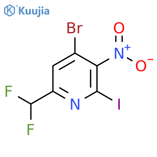 4-Bromo-6-(difluoromethyl)-2-iodo-3-nitropyridine structure