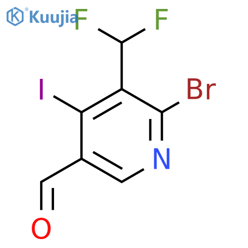 2-Bromo-3-(difluoromethyl)-4-iodopyridine-5-carboxaldehyde structure