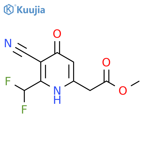 Methyl 3-cyano-2-(difluoromethyl)-4-hydroxypyridine-6-acetate structure