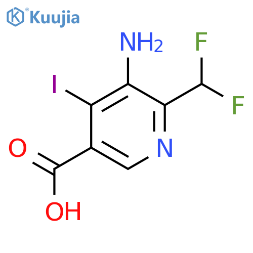 3-Amino-2-(difluoromethyl)-4-iodopyridine-5-carboxylic acid structure