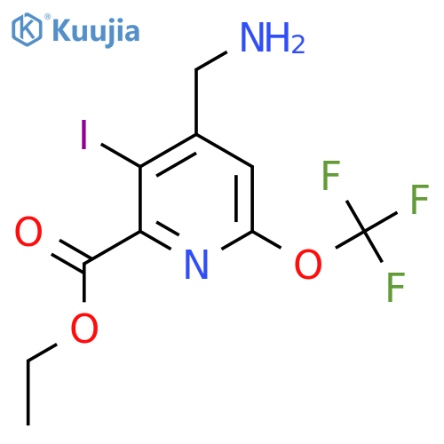 Ethyl 4-(aminomethyl)-3-iodo-6-(trifluoromethoxy)pyridine-2-carboxylate structure