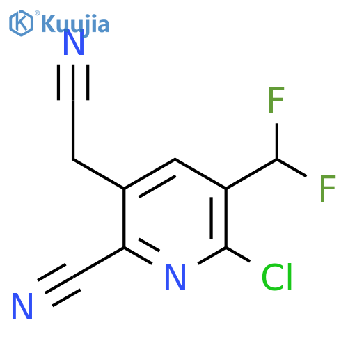 2-Chloro-6-cyano-3-(difluoromethyl)pyridine-5-acetonitrile structure