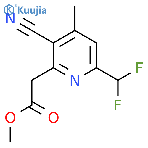 Methyl 3-cyano-6-(difluoromethyl)-4-methylpyridine-2-acetate structure