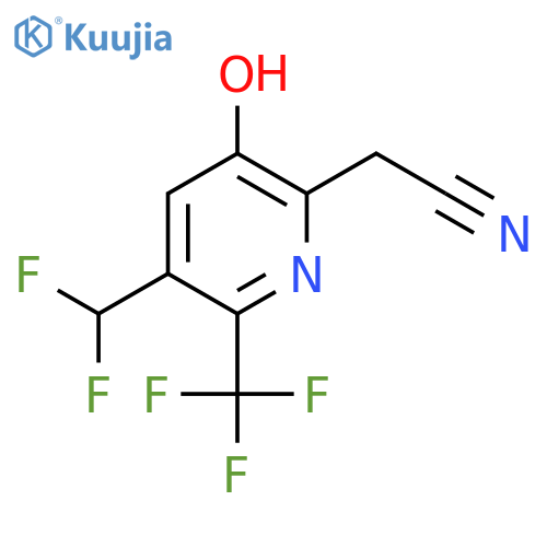 3-(Difluoromethyl)-5-hydroxy-2-(trifluoromethyl)pyridine-6-acetonitrile structure