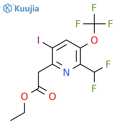Ethyl 2-(difluoromethyl)-5-iodo-3-(trifluoromethoxy)pyridine-6-acetate structure