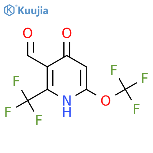 4-Hydroxy-6-(trifluoromethoxy)-2-(trifluoromethyl)pyridine-3-carboxaldehyde structure