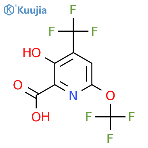 3-Hydroxy-6-(trifluoromethoxy)-4-(trifluoromethyl)pyridine-2-carboxylic acid structure