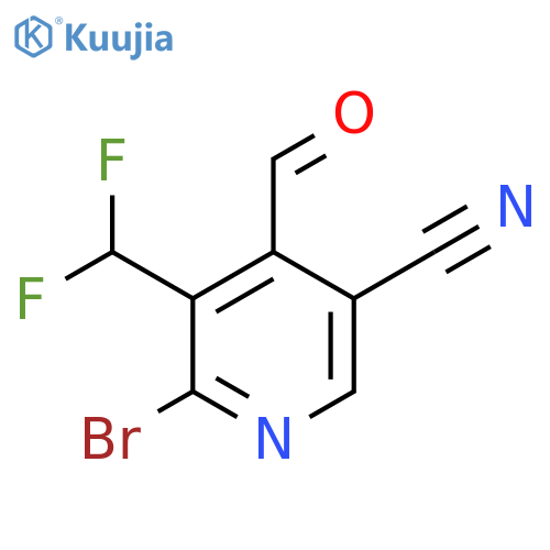 2-Bromo-5-cyano-3-(difluoromethyl)pyridine-4-carboxaldehyde structure