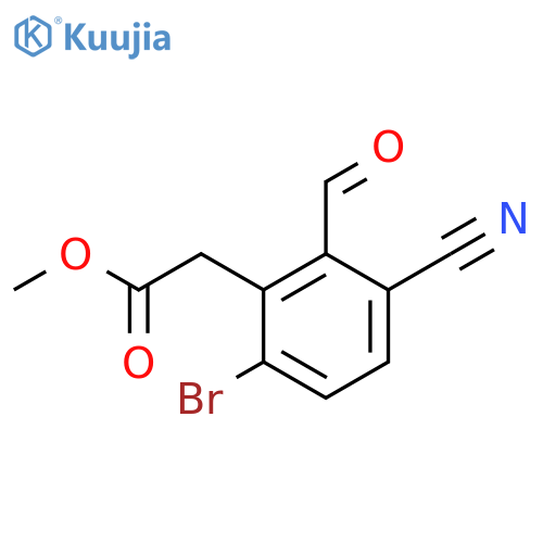 Methyl 6-bromo-3-cyano-2-formylphenylacetate structure