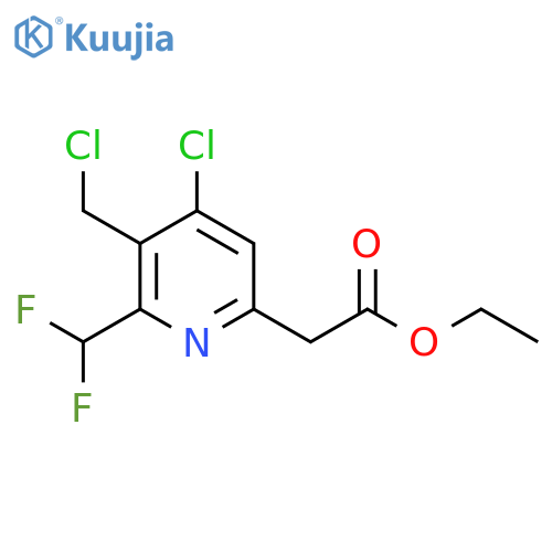 Ethyl 4-chloro-3-(chloromethyl)-2-(difluoromethyl)pyridine-6-acetate structure