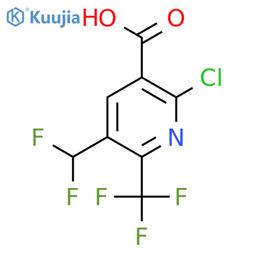 2-Chloro-5-(difluoromethyl)-6-(trifluoromethyl)pyridine-3-carboxylic acid structure