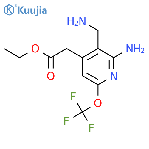 Ethyl 2-amino-3-(aminomethyl)-6-(trifluoromethoxy)pyridine-4-acetate structure