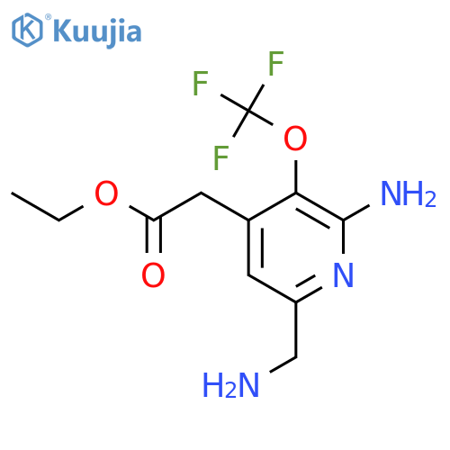 Ethyl 2-amino-6-(aminomethyl)-3-(trifluoromethoxy)pyridine-4-acetate structure