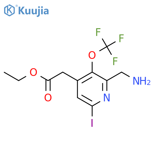 Ethyl 2-(aminomethyl)-6-iodo-3-(trifluoromethoxy)pyridine-4-acetate structure