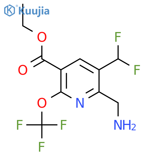 Ethyl 2-(aminomethyl)-3-(difluoromethyl)-6-(trifluoromethoxy)pyridine-5-carboxylate structure