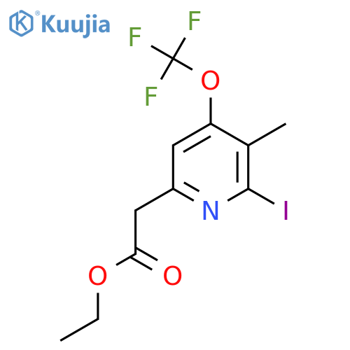 Ethyl 2-iodo-3-methyl-4-(trifluoromethoxy)pyridine-6-acetate structure