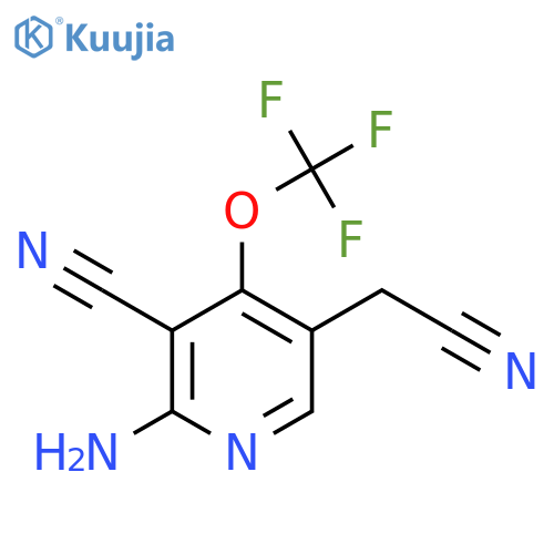 2-Amino-3-cyano-4-(trifluoromethoxy)pyridine-5-acetonitrile structure