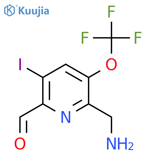 2-(Aminomethyl)-5-iodo-3-(trifluoromethoxy)pyridine-6-carboxaldehyde structure