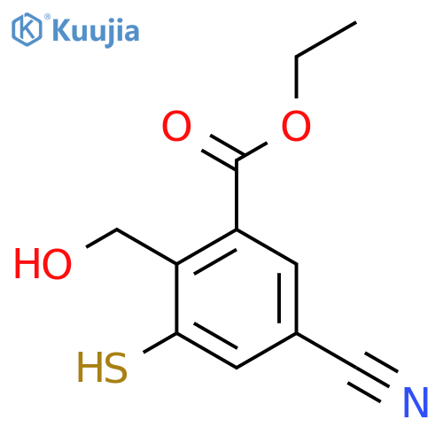 Ethyl 5-cyano-2-hydroxymethyl-3-mercaptobenzoate structure