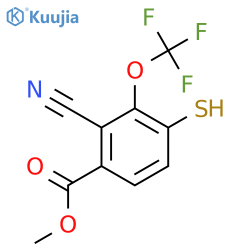 Methyl 2-cyano-4-mercapto-3-(trifluoromethoxy)benzoate structure
