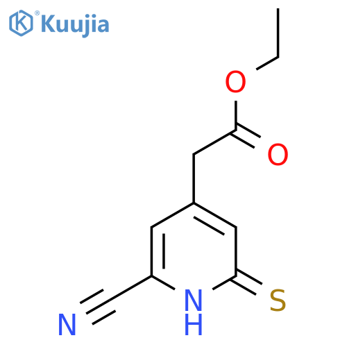 Ethyl 2-cyano-6-mercaptopyridine-4-acetate structure