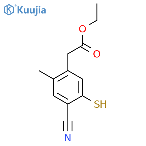 Ethyl 4-cyano-5-mercapto-2-methylphenylacetate structure