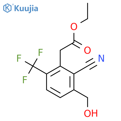 Ethyl 2-cyano-3-hydroxymethyl-6-(trifluoromethyl)phenylacetate structure
