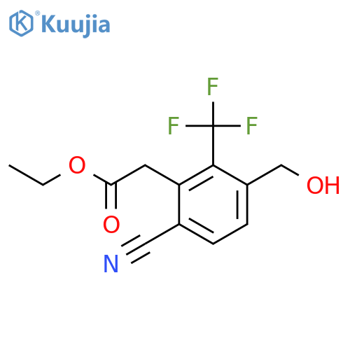 Ethyl 6-cyano-3-hydroxymethyl-2-(trifluoromethyl)phenylacetate structure