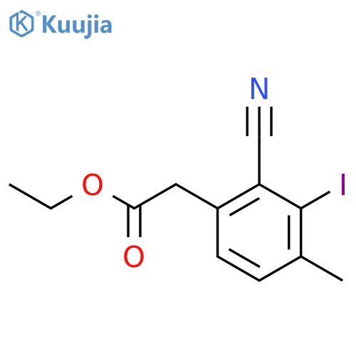 Ethyl 2-cyano-3-iodo-4-methylphenylacetate structure