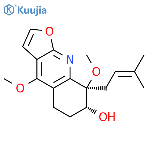 Furo[2,3-b]quinolin-7-ol,5,6,7,8-tetrahydro-4,- 8-dimethoxy-8-(3-methyl-2-butenyl)-,(7R,- 8R)- structure