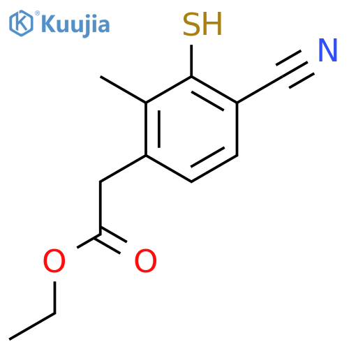 Ethyl 4-cyano-3-mercapto-2-methylphenylacetate structure