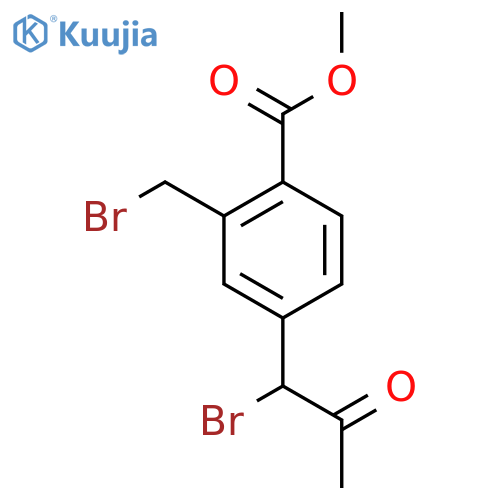 Methyl 4-(1-bromo-2-oxopropyl)-2-(bromomethyl)benzoate structure