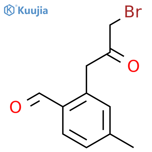 2-(3-Bromo-2-oxopropyl)-4-methylbenzaldehyde structure