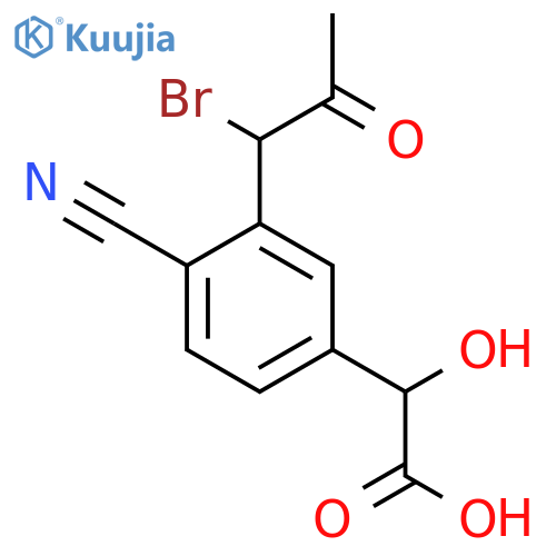 3-(1-Bromo-2-oxopropyl)-4-cyanomandelic acid structure