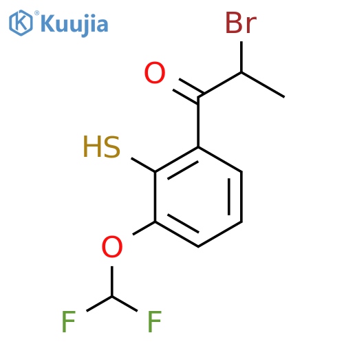 2-Bromo-1-(3-(difluoromethoxy)-2-mercaptophenyl)propan-1-one structure