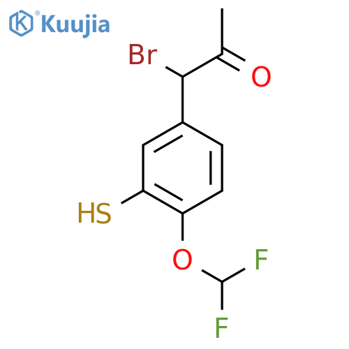 1-Bromo-1-(4-(difluoromethoxy)-3-mercaptophenyl)propan-2-one structure