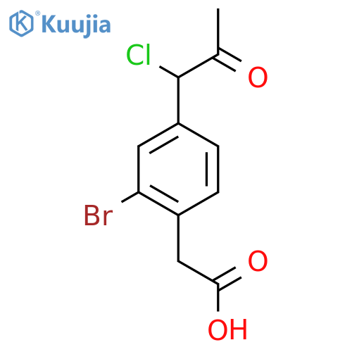 2-Bromo-4-(1-chloro-2-oxopropyl)phenylacetic acid structure