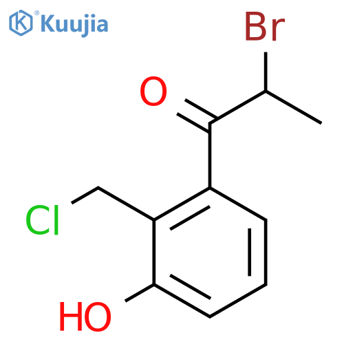 2-Bromo-1-(2-(chloromethyl)-3-hydroxyphenyl)propan-1-one structure